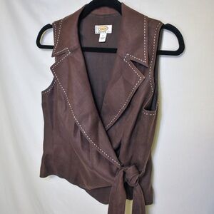 Brown Wrap Top with Stitch Detail
